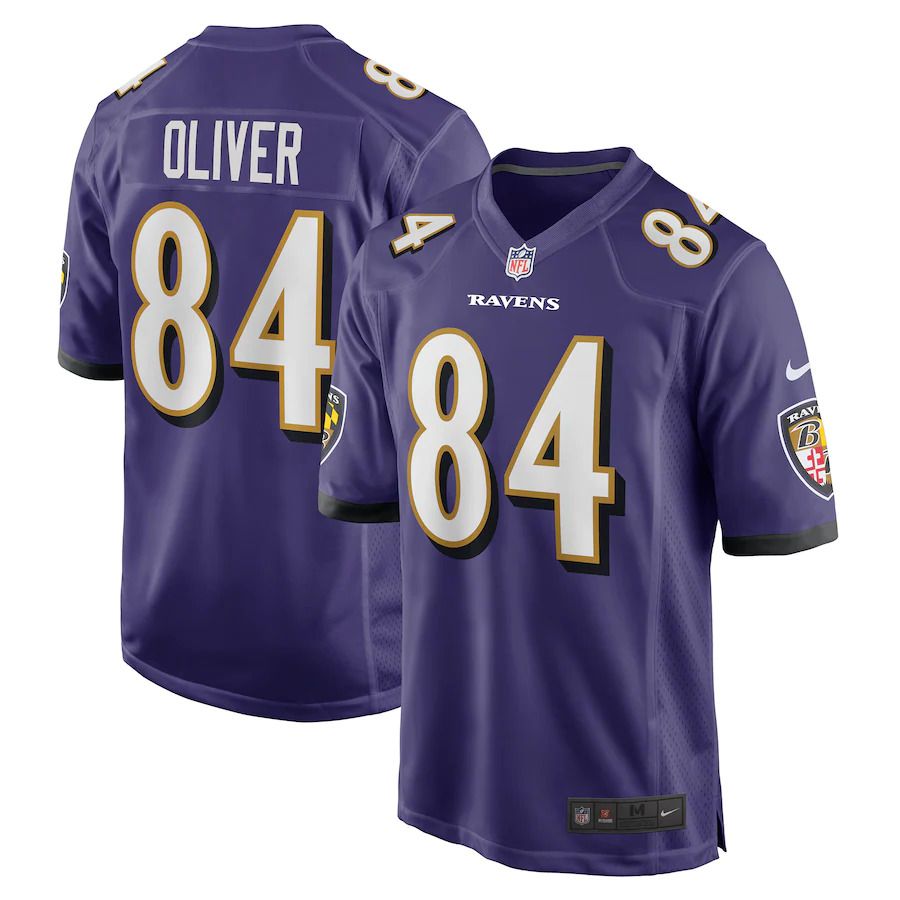 Men Baltimore Ravens #84 Josh Oliver Nike Purple Game NFL Jersey